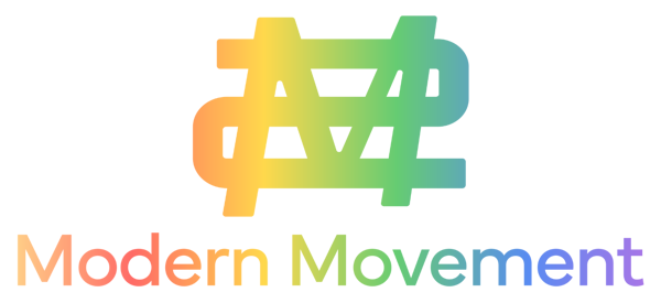 Modern Movement logo in rainbow colours, celebrating diversity, equity and inclusion